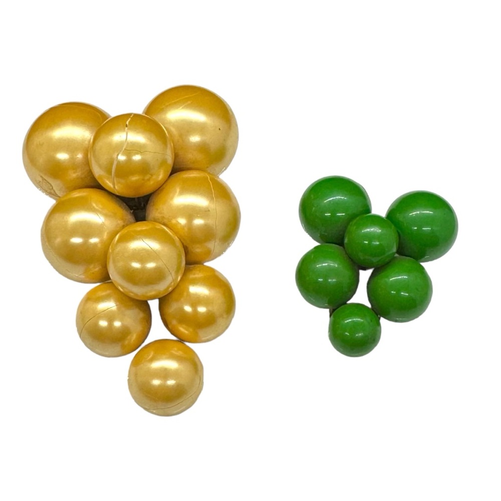 Vintage Gold & Green Lucite Cluster Bead Dress Clips